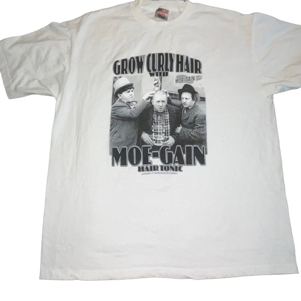 Oneita Men’s Three Stooges Vintage Size XL White Black Pre-Shrunk 100% Cotton